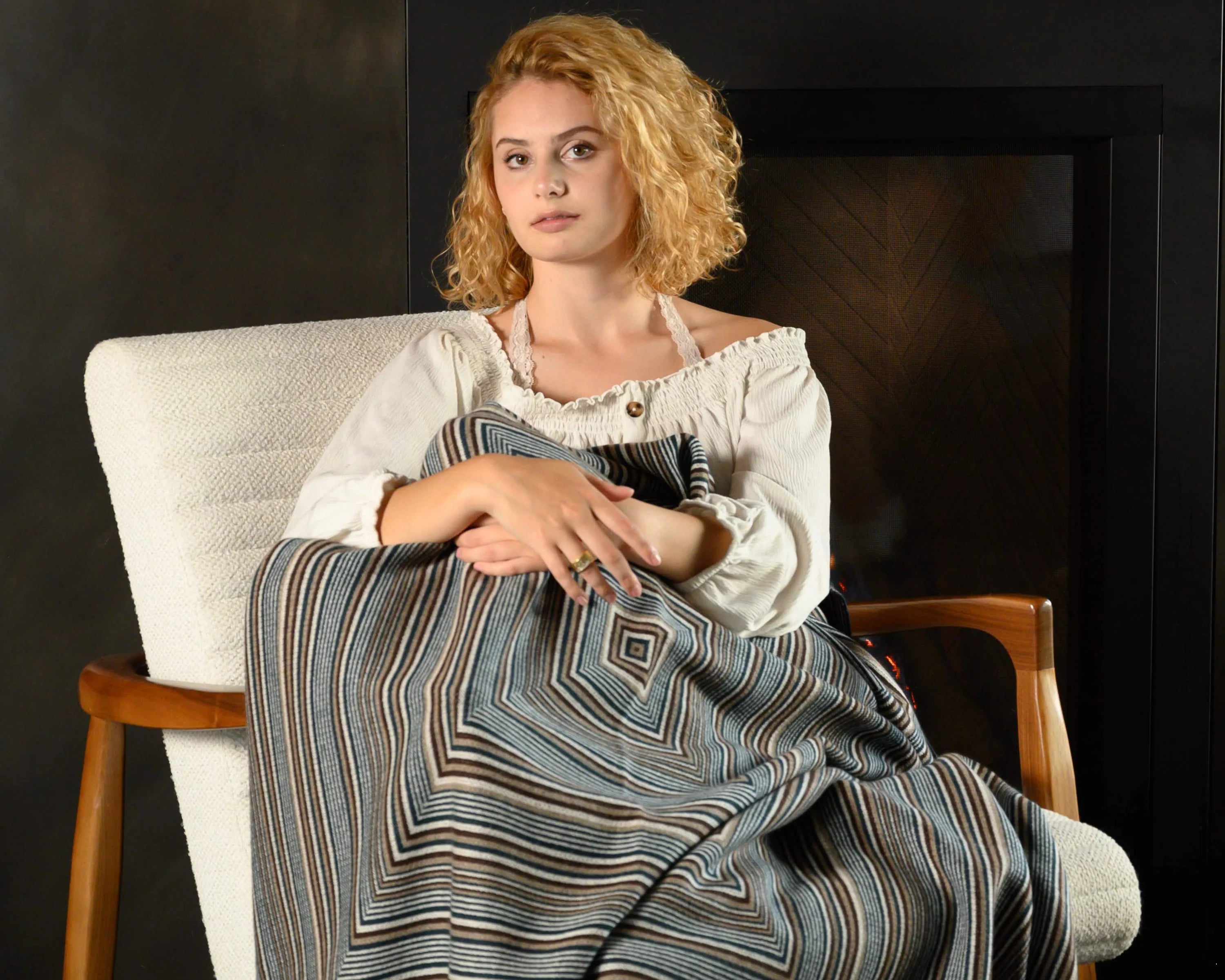 Concentric Yak Knit Throw