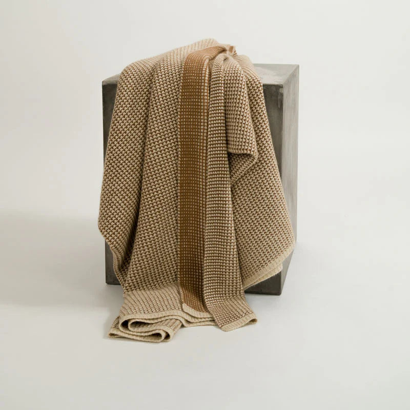 Thyme & Linen Waffle Knit Cashmere Throw